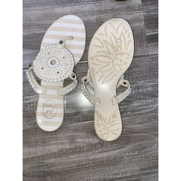 Jack Rogers Striped Georgica Jelly Sandals in Bone & White by Jack Rogers Size 8 - Picture 4 of 4